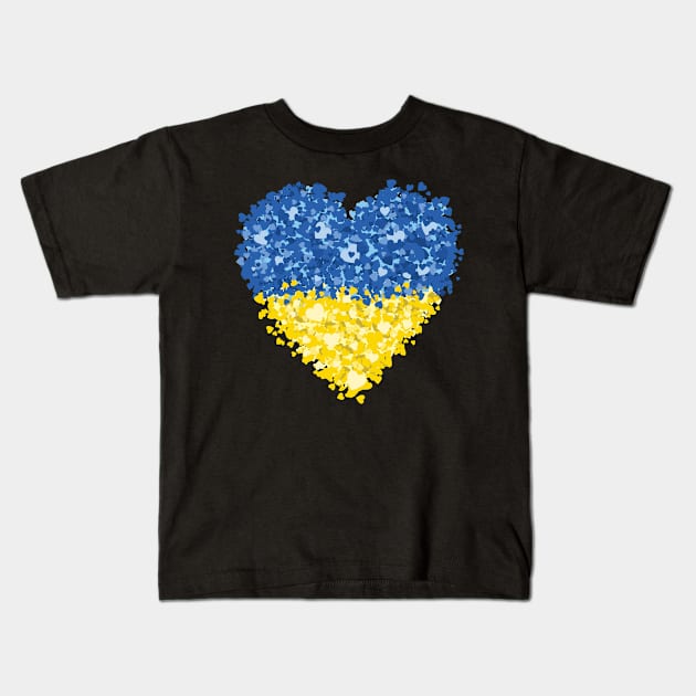 Ukraine Flag, Seamless Hearts, I Love Ukraine, Ukrainian Flag - Gift For Men, Women & Kids Kids T-Shirt by Art Like Wow Designs